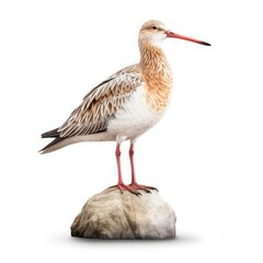 Wall Mural - Bar-tailed godwit bird isolated on white. Generative AI