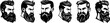 © mr_marcom - Man face portrait with full beard moustache and haircut black silhouette vector collection