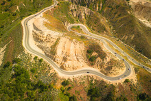 Aerial View Of Grimes Canyon Road, Near Los Angeles, California, United States.