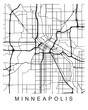 Vector design of the street map of Minneapolis against a white background
