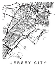 Poster - Vector design of the street map of Jersey CIty against a white background