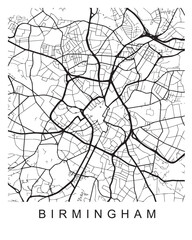 Poster - Outlined vector illustration of the map of Birmingham on the white background