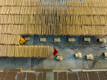 Bangladesh - 15 February 2023: Aerial View Of People Working In The Traditional Vermicelli Factory In Bogura, Bangladesh.