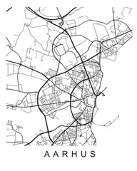 Sticker - Vector design of the street map of Aarhus against a white background