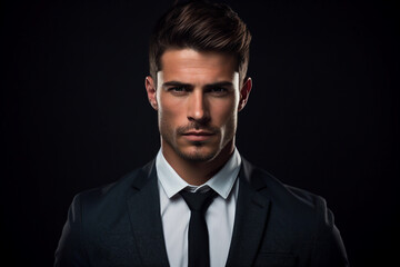 generative ai picture image of attractive confident young businessman guy hot model appearance isola