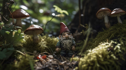 Wall Mural - gnome in the forest goblin