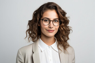 Generative AI portrait of young charming confident woman in formal clothes suit experienced office worker