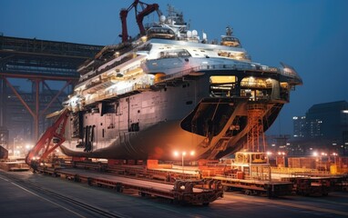 Wall Mural - Stunning image of a massive crusing ship being constructed in a dry dock