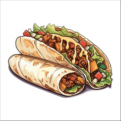 Sticker - Mexician traditional food taco vector illustration clipart isolated on white 
