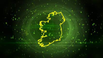 ireland map on digital technology background
