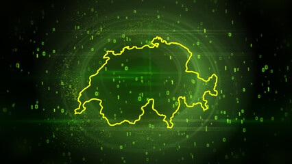 Switzerland Map on Digital Technology Background
