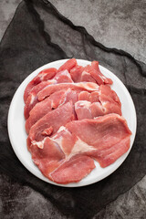 Poster - Raw turkey boneless thigh chunk on plate