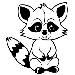 Wall Mural - Raccoon. Element for coloring page. Cartoon style.