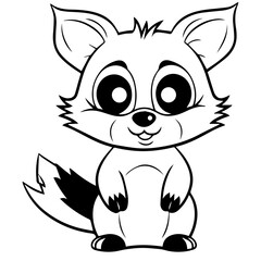 Wall Mural - Raccoon. Element for coloring page. Cartoon style.