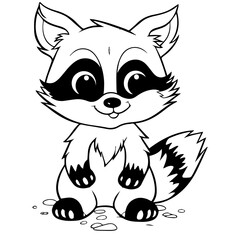 Wall Mural - Raccoon. Element for coloring page. Cartoon style.