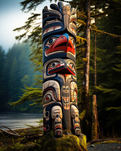 Carved By Ancestral Hands: Totem Pole On The West Coast