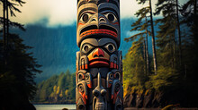 Native American Legacy: Totem Pole Sculpture By The Haida