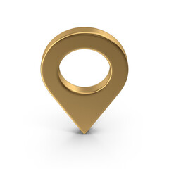 Fototapete - 3D Map Pointer, Location Map Icon, Gold Texture, Gold location pin or navigation, Web location point, pointer, Gold Pointer Icon, Location symbol. Gps, travel, navigation, place position 3D Render