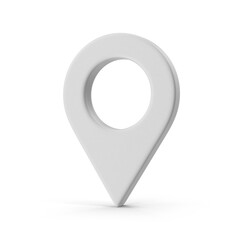 Fototapete - 3D Map Pointer, Location Map Icon, White Texture, White location pin or navigation, Web location point, pointer, Grey Pointer Icon, Location symbol. Gps, travel, navigation, place position 3D Render