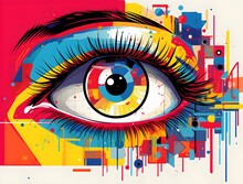 Eye In The Style Of Colorful Graphic Design Created With Generative AI Technology