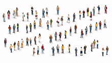 Top View Of People Set Isolated On A White Background. Men And Women. View From Above. Male And Female Characters.