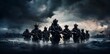 © Oksana_Latysheva - Call of duty special forces soldiers wallpaper. Isolated figures, misty atmosphere created with Generative AI technology