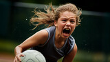 Sweaty Girl Playing Handball
