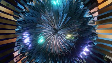 Wall Mural - abstract background 3d animation shiny futuristic composition made of geometric elements transforms 
