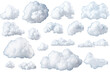 Free shapes cumulus fluffy cloudscape isolate on transparent backgrounds, png file,Generative AI