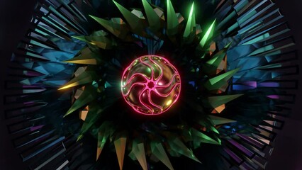 Wall Mural - abstract background 3d animation shiny futuristic composition made of geometric elements transforms 