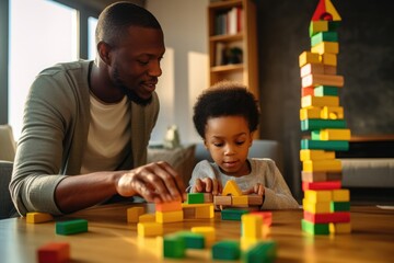 Wall Mural - parent and child playing with blocks