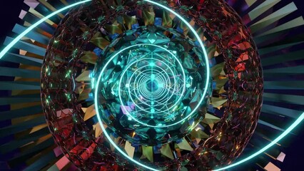 Wall Mural - abstract background 3d animation shiny futuristic composition made of geometric elements transforms 