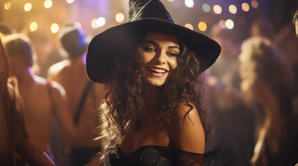 Canvas Print - Wickedly Fun: Witch Girl Dancing at a Rave Party