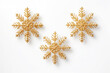 Leinwandbild Motiv Set of gold christmas snowflakes on white background. AI generated