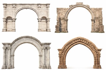 Wall Mural - set of arches isolated on white background.