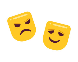 Poster - Tragedy and comedy theater mask semi flat colour vector object. Mask for cover face. Editable cartoon clip art icon on white background. Simple spot illustration for web graphic design