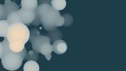 Aufkleber - Abstract 3d fluid metaball shape with dark pastel balls. Synthwave liquid pastel organic droplets with gradient color.