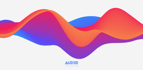 Poster - sound wave visualiztion. 3d colorful solid waveform. voice sample pattern.