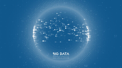 Poster - Big data visualization. Futuristic infographic. Information aesthetic design. Visual data complexity. Complex data threads graphic visualization. Abstract data graph.