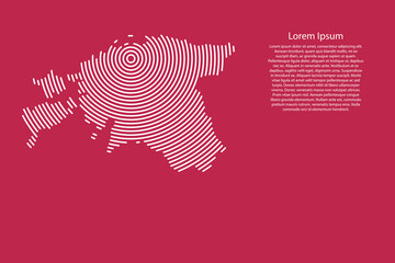 Fototapete - Estonia map country from white futuristic concentric circles on red viva magenta background