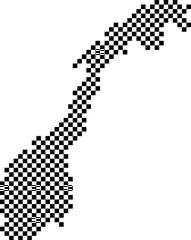 Leinwandbilder - Norway map country from checkered black and white square grid pattern