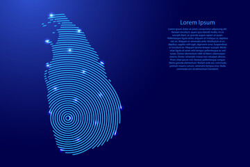 Leinwandbilder - Sri Lanka map from futuristic concentric blue circles and glowing stars for banner, poster, greeting card