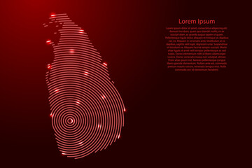 Leinwandbilder - Sri Lanka map from futuristic concentric red circles and glowing stars for banner, poster, greeting card