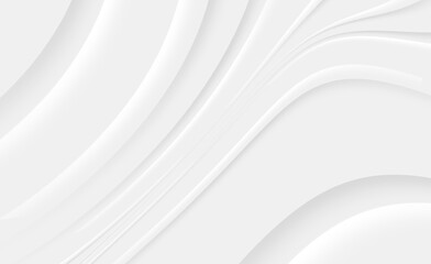 Poster - White light color waving shapes minimalist background wallpaper with curvy lines. Modern luxury abstract waving backdrop