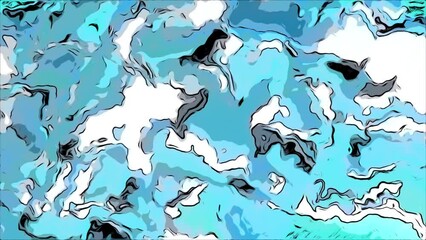 Poster - Colorful shimmering spots move in stream. Motion. Stream of moving colorful spots in animated style. Animated style of comic spots moving in space