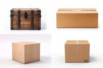 Poster - set of boxes isolated on white background.