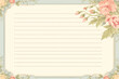 © Anneleven - Blank vintage floral lined paper recipe card background for printable digital paper, art stationery and greeting card illustration