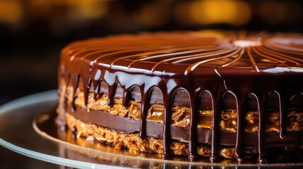 Wall Mural - Close up of a Sachertorte cake in a bakery - food photography