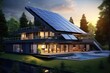 The concept of having solar panels on the house to harness energy during both daylight and nighttime.