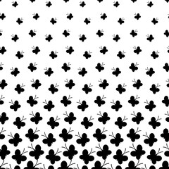 Poster - Butterfly seamless pattern. Repeating fades degrade butterflys background. Repeated fadew flowers texture. Gradation faded geometry prints. Cute fading insect. Repeat lattice. Vector illustration